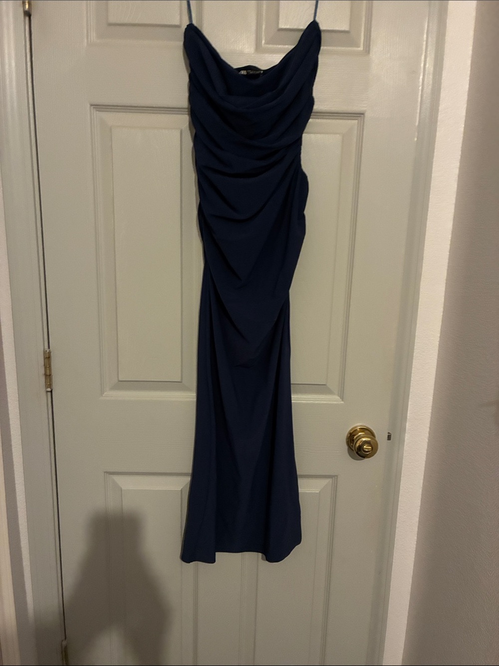 Zara Midnight Navy Cowl Midi Dress